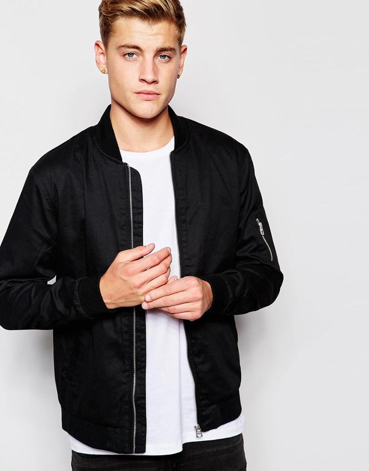 Jack & Jones Bomber Jacket - Black
