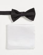 Devil's Advocate Bow Tie And Pocket Square Set In Black