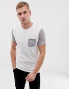 Asos Design T-shirt With Pocket In Interest Fabric In White - White