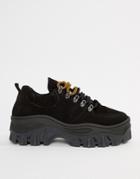 Bronx Black Suede Chunky Sole Sneakers - Black