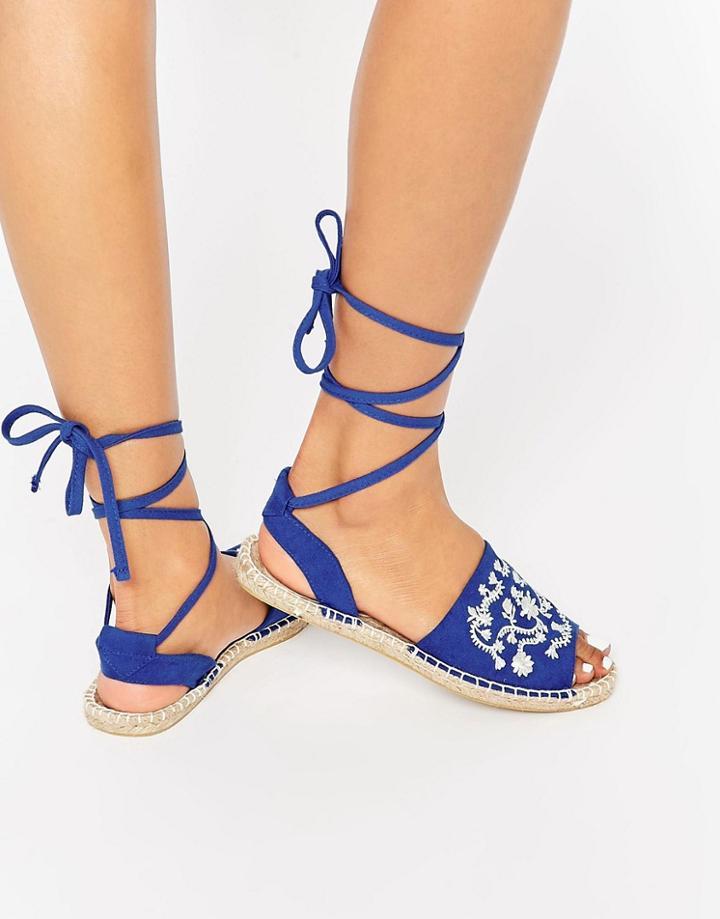 Asos Jackel Embroidery Espadrilles - Cobalt