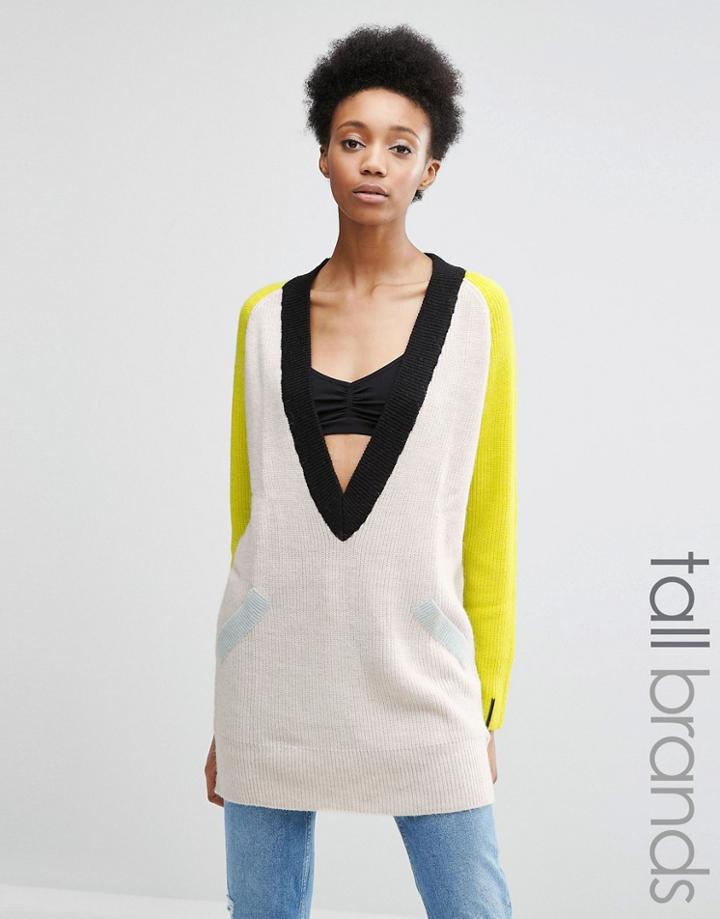 Noisy May Tall Colour Black V Neck Jumper - Multi