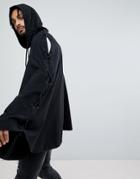 Asos Poncho In Black With Eyelet Detail - Black