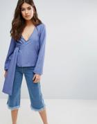 A State Of Being Embrace Wrap Top - Blue