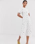 Fashion Union Midi Tea Dress In Floral-white