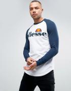 Ellesse Muscle Fit Long Sleeve T-shirt With Large Logo - White