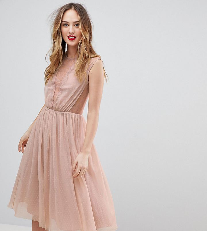 Asos Tall Lace Insert T-shirt Midi Dress - Pink