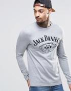 Asos Jack Daniel's Muscle Long Sleeve T-shirt - Gray