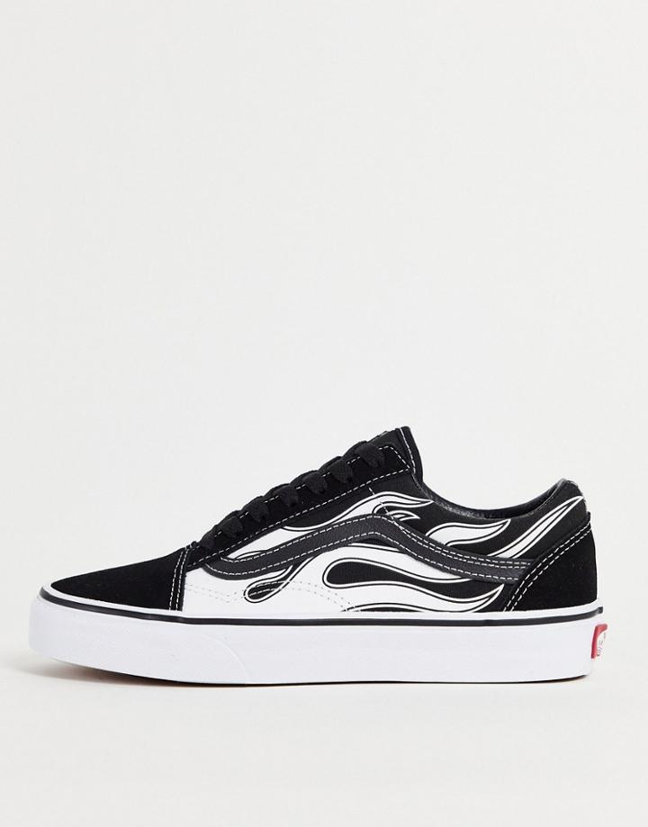 Vans Old Skool Flame Sneakers In Black/white