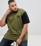 Duke King Size Logo T-shirt In Curved Hem With Contrast Sleeve - Green