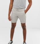 Asos Design Tall Slim Chino Shorts With Elastic Waist In Beige - Beige