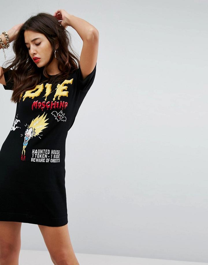 Love Moschino Oh The Horrors Halloween Knit Dress - Black