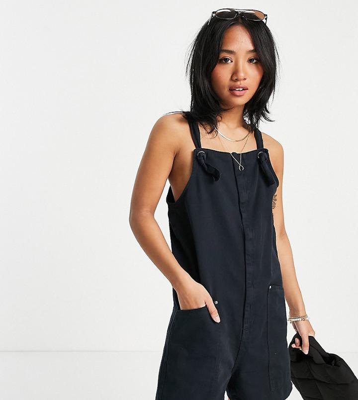 Noisy May Petite Pocket Detail Romper In Black-neutral