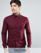 Farah Stretch Skinny Fit Poplin Shirt Exclusive In Red - Red