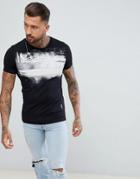 Religion Muscle Fit T-shirt With White Print - Black