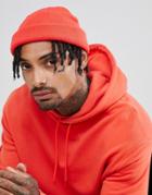 Asos Design Mini Fisherman Beanie In Red - Red