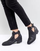 Asos Design Ace Studded Cut Out Ankle Boots - Black