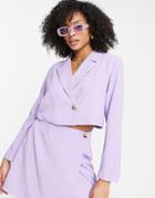 The Frolic Cropped Twill Blazer In Lilac - Part Of A Set-purple