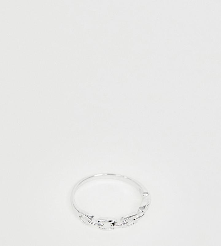 Asos Design Sterling Silver Ring In Open Link Chain Design