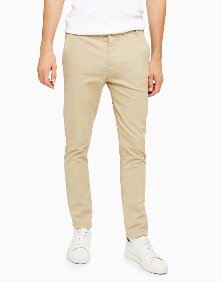 Topman Stretch Skinny Chinos In Stone-white