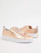 Ted Baker Leather Lace Up Sneakers-gold