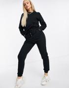 Asos Design Tracksuit Ultimate Sweatshirt / Sweatpants Set With Tie In Organic Cotton In Black