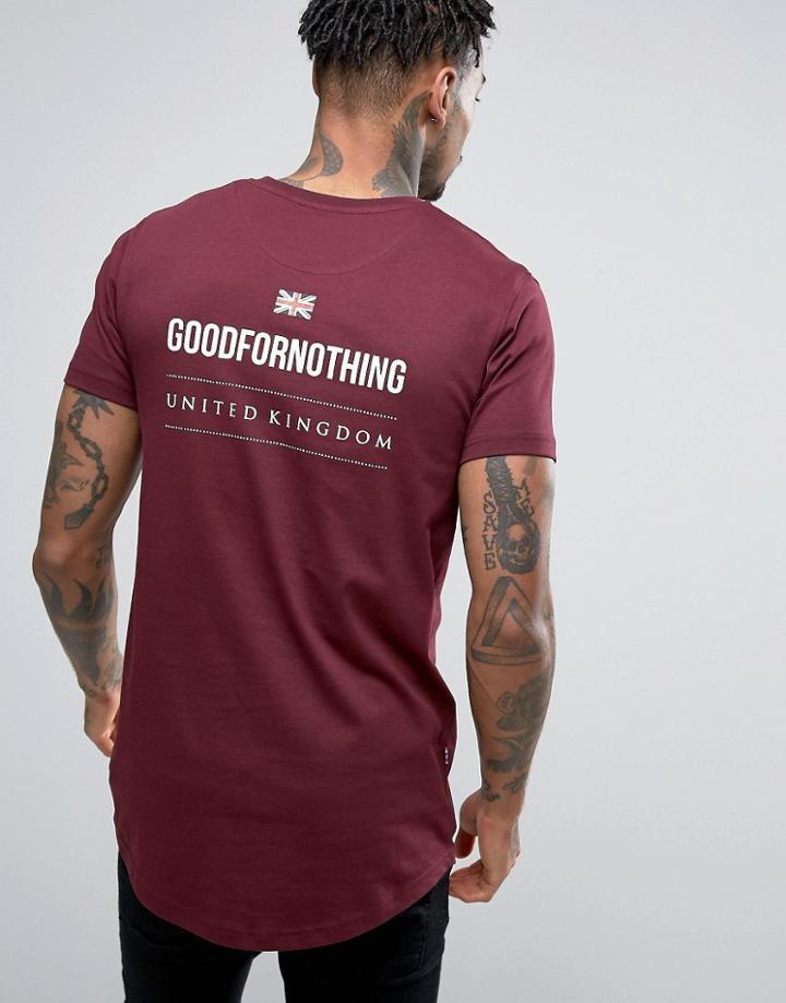 Good For Nothing T-shirt In Burgundy With Back Print - Red