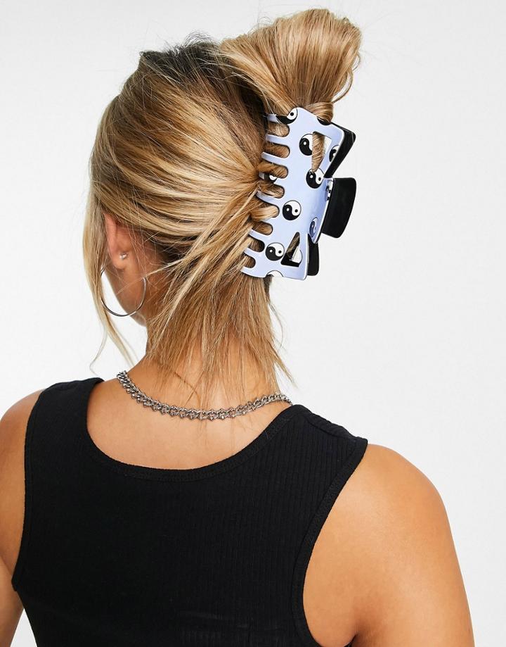 Asos Design Hair Claw In Yin Yang Print-blues