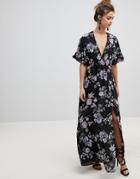 Oh My Love Kimono Sleeve Maxi Dress - Black