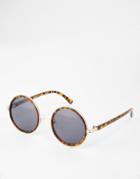Asos Round Sunglasses In Tort And Gold - Tort