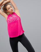 Adidas Training Logo Tank In Hot Pink - Pink