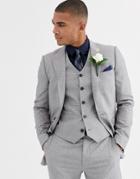 Asos Design Wedding Skinny Suit Jacket In Crosshatch In Gray-grey