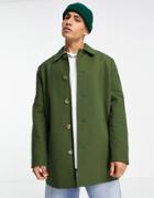 Asos Design Shower Resistant Trench Coat In Khaki-green