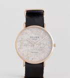 Reclaimed Vintage Inspired Paris Map Leather Watch In Black Exclusive To Asos - Black