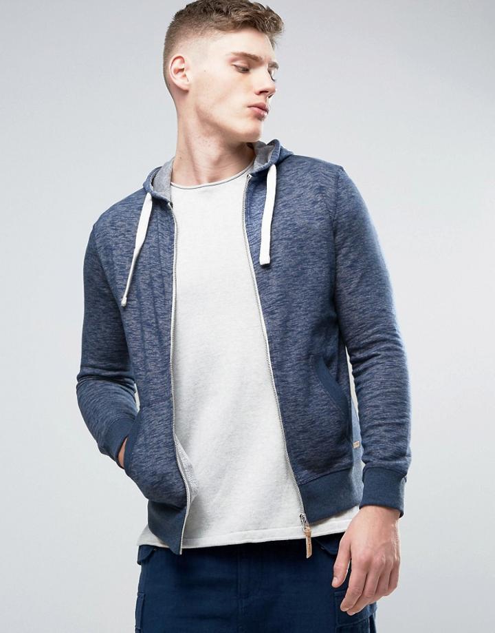 Esprit Basic Zip Thru Hoodie In Navy - Navy