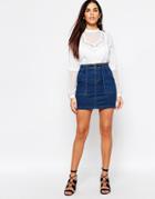 Warehouse Denim Mini Skirt - Mid Wash