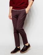 Noose & Monkey Cropped Pants With Stretch In Skinny Fit - Burgundy
