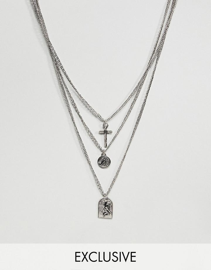 Reclaimed Vintage Inspired Necklace With Charms In Silver Exclusive At Asos - Silver