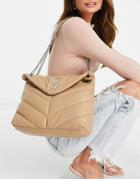 Steve Madden Bbrita Quilted Chain Handle Shoulder Bag In Taupe-neutral