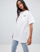 Ripndip Relaxed T-shirt With Rude Cat Pocket Print - White