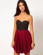 Club L Skater Dress With Lace Sweetheart Neckline