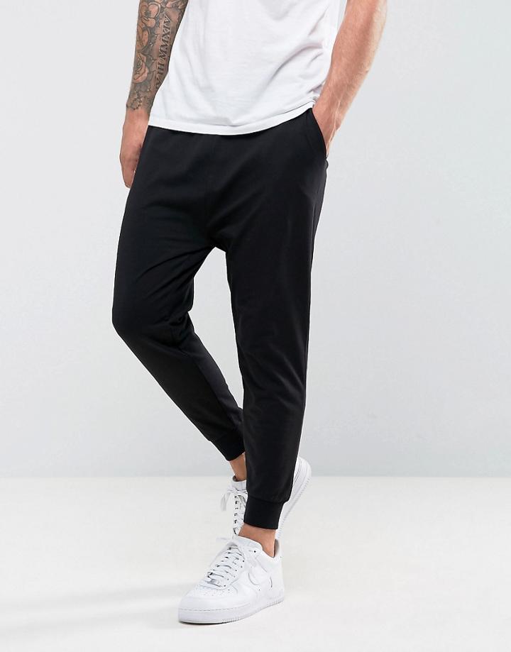 Asos Design Drop Crotch Joggers In Lightweight Jersey - Black