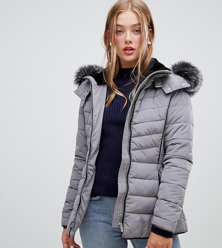 New Look Padded Parka Jacket In Gray - Gray