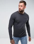 D-struct Knitwear Fine Gauge Crew Neck Knit With Pocket - Gray