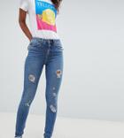 New Look Tall Raw Hem Skinny Jean - Blue