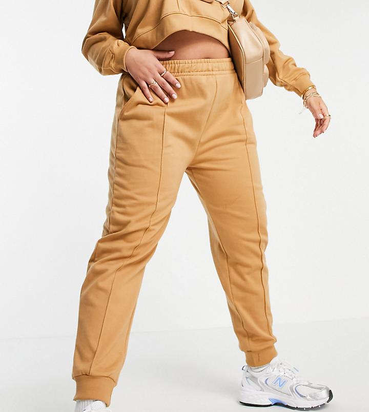 Threadbare Curve Panelled Sweatpants Set In Macaroon-brown