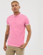 Asos Design Tipped Pique Polo Shirt In Pink