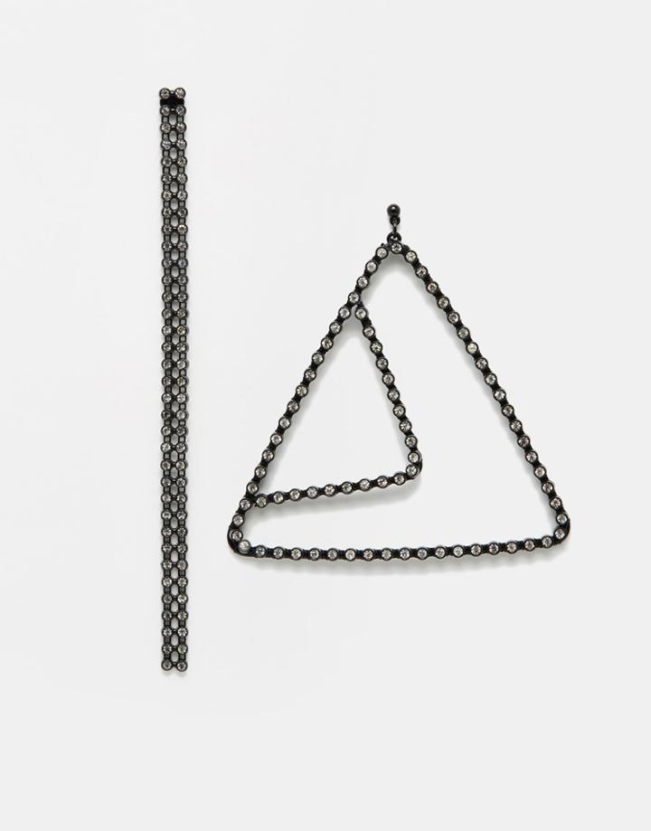 Asos Statement Mismatch Stone Set Earrings - Black