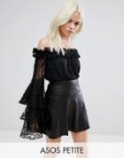 Asos Petite Off Shoulder Top In Lace - Black