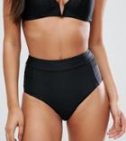 South Beach Lace Trim Bikini Bottom - Black